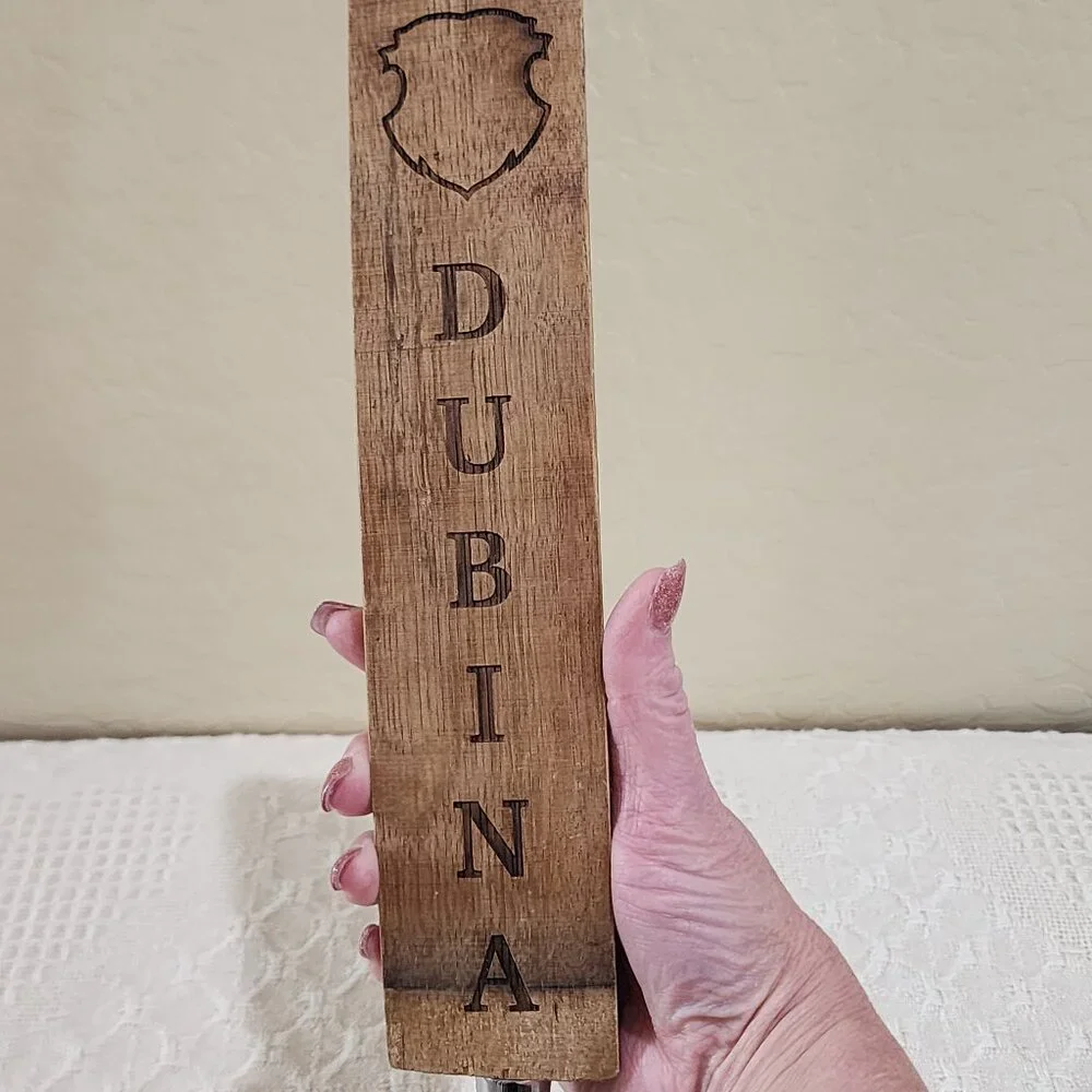 Retired DUBINA Brewing Glendale AZ Wine Barrel Stave Wood Beer Pull Tap Handle